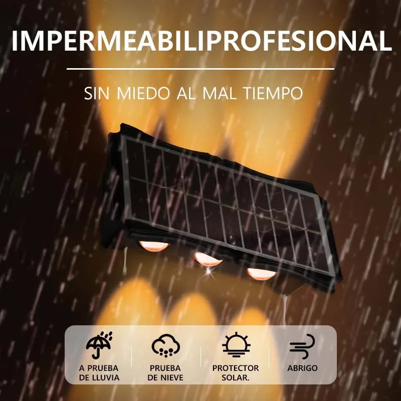 Aplique Solar LED de Pared con Luz Cálida IP65