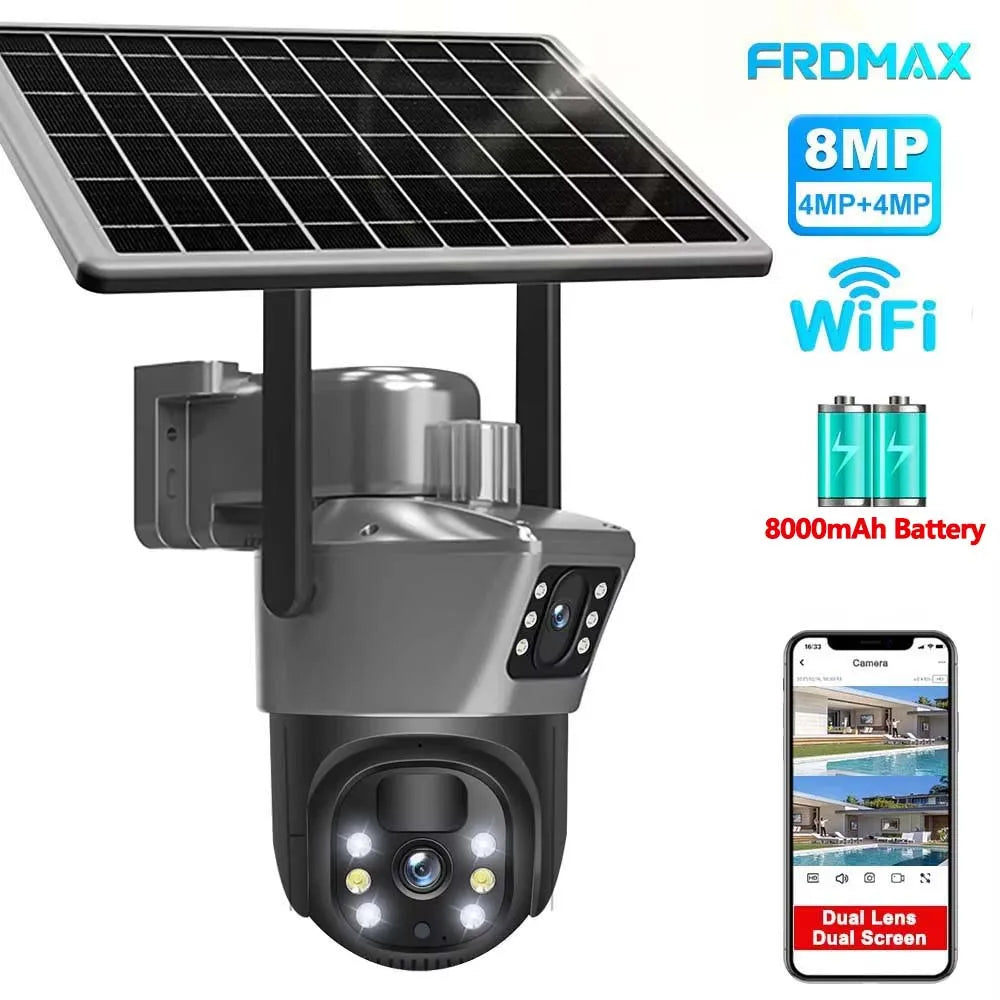 Cámara Solar CCTV 4K WiFi con Doble Lente PTZ para Exterior