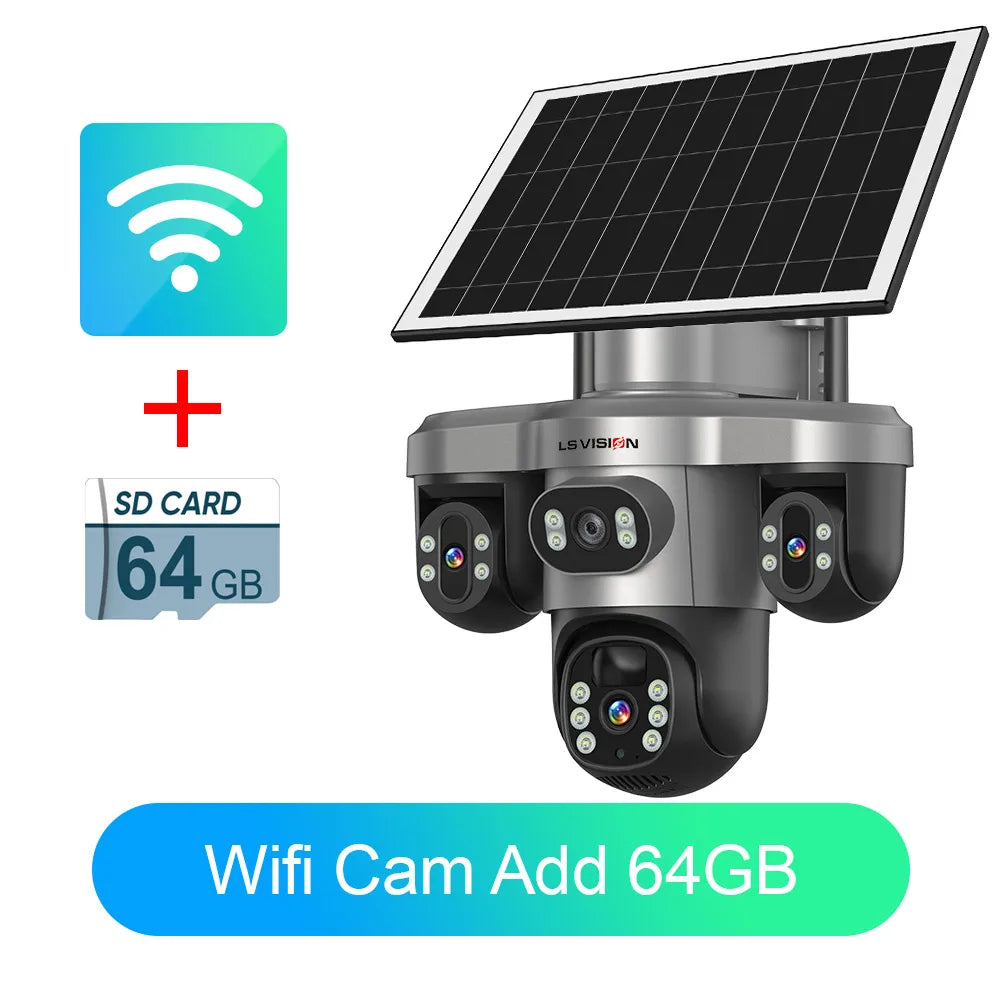 Cámara Solar LS VISION 15MP 4K Triple Lente 4G/WiFi con Zoom 10X y 12X