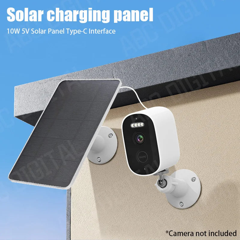 Panel Solar 10W 5V Type-C para Cámaras de Seguridad y Timbre con Bajo Consumo