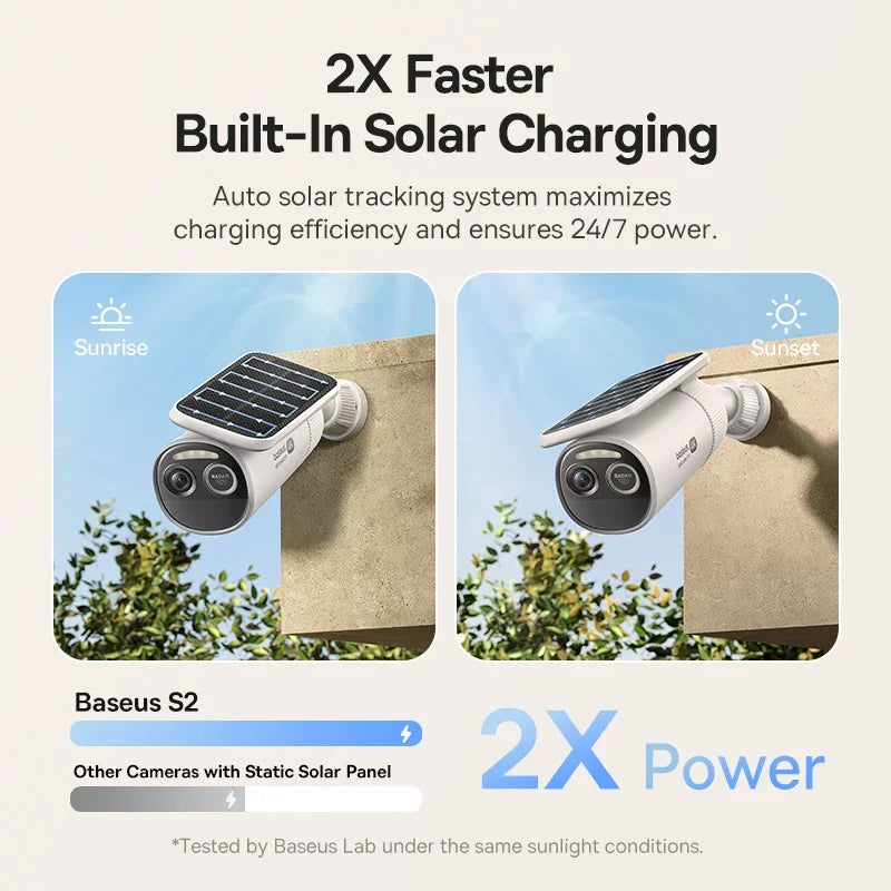 Cámara Solar Baseus Security S2 4K WiFi con Reconocimiento Facial IP67