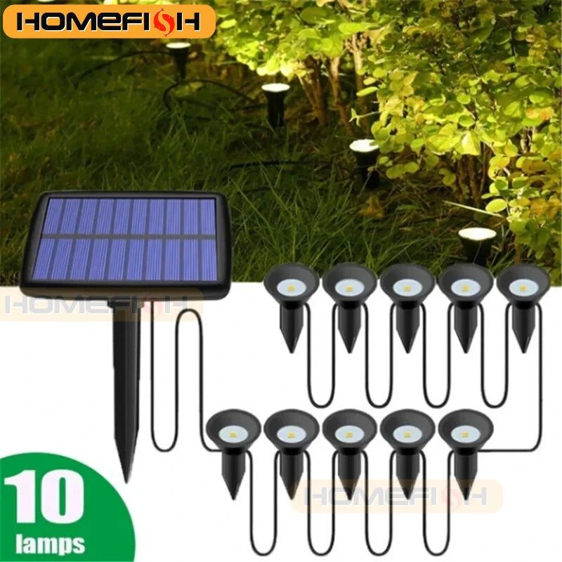 Set 10 en 1 Luces Solares RGB para Césped y Jardín IP65 Multicolor
