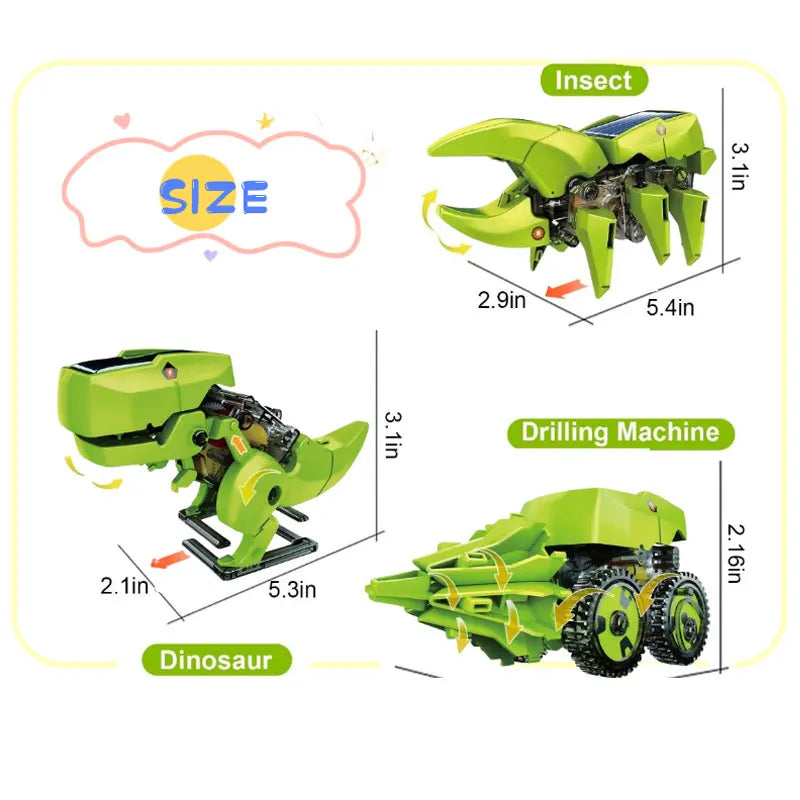 Dinosaurio Solar STEM Kit Educativo DIY Juguete Científico para Niños