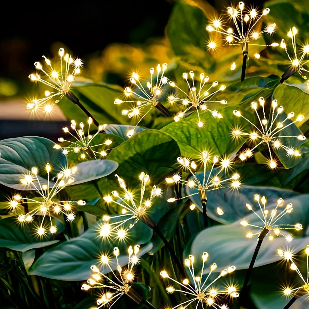 Luz Solar Fuegos Artificiales Blanco Cálido 60 LEDs 2 Modos Decoración Jardín y Navidad