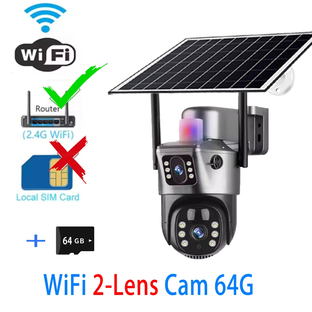 Cámara Solar 15MP 4G/WiFi Triple Lente y Triple Pantalla Zoom 10X V380 Pro