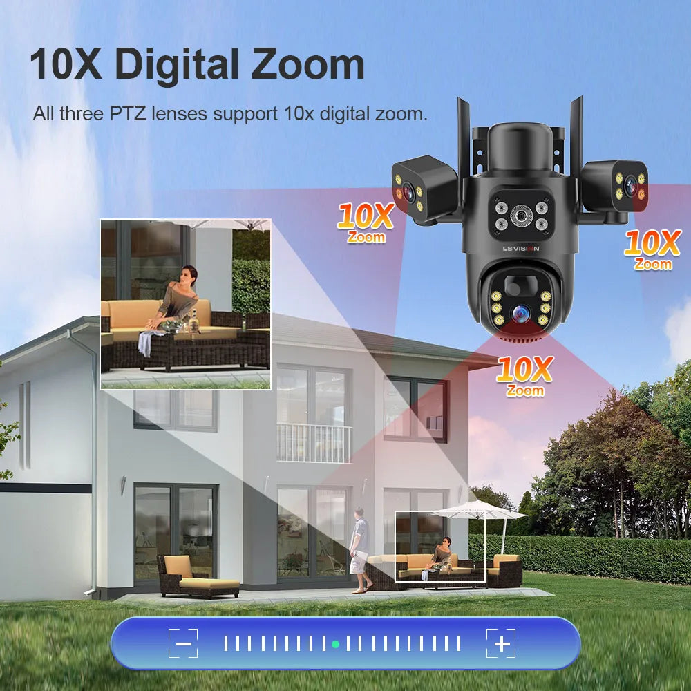 Cámara Solar LS VISION 15MP 4K Triple Lente 4G/WiFi con Zoom 10X y 12X