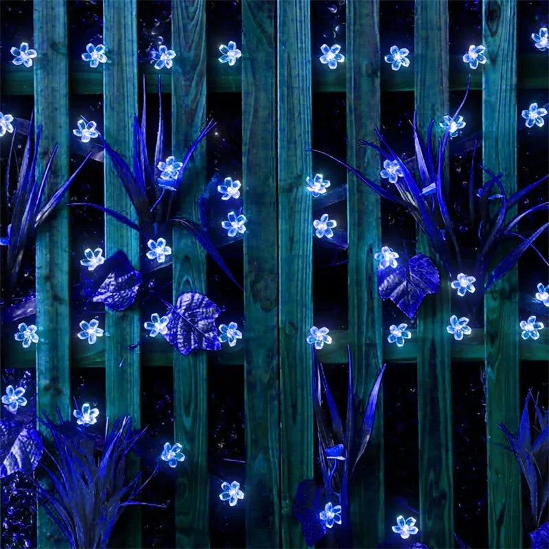 Luces Solares Flor de Cerezo para Jardín Resistente al Agua Guirnalda Decoración Navideña