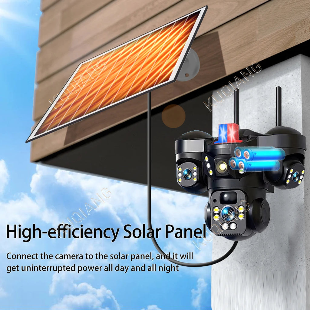 Cámara Solar V380 15MP 4G/WiFi Triple Lente y Triple Pantalla con Zoom 10X
