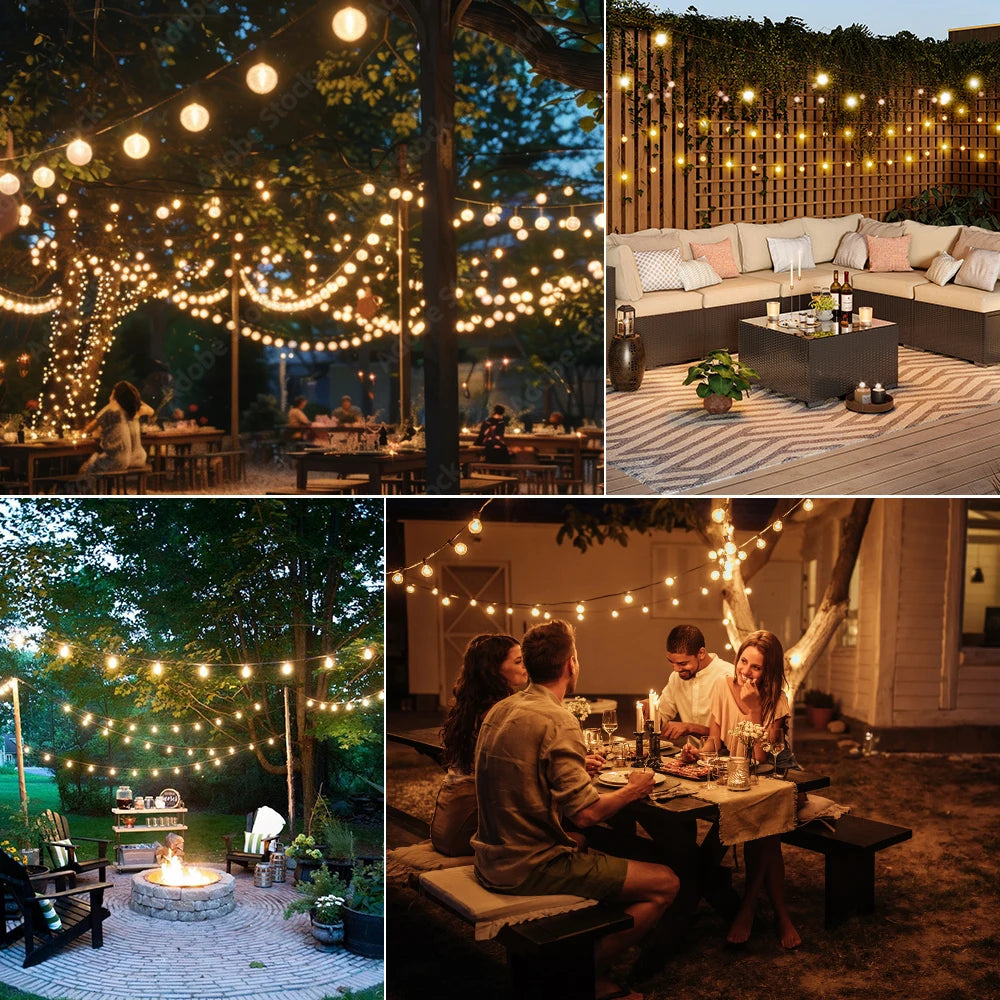 Guirnalda Solar G40 LED para Jardín, Terraza y Café Resistente al Agua