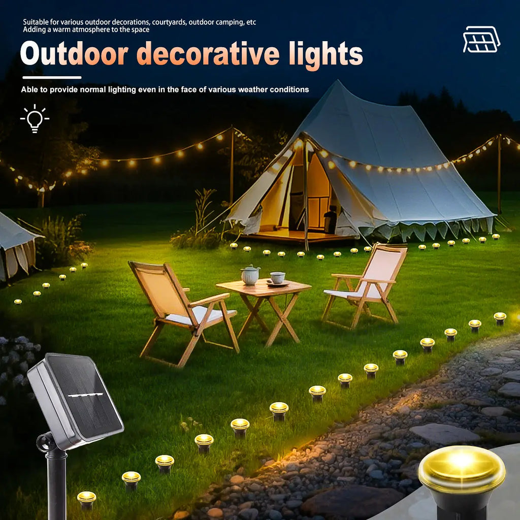 Luz Solar para Caminos LED 15-30 LEDs con 8 Modos para Jardín y Bodas