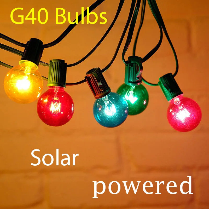 Luces Solares G40 RGB IP44 para Fiestas Bodas y Jardín 7.5M-21M