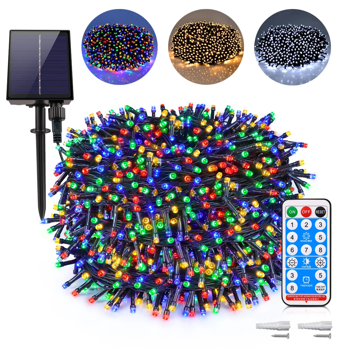 Guirnalda Solar LED Carga Rápida con Control Remoto 10M-100M IP65