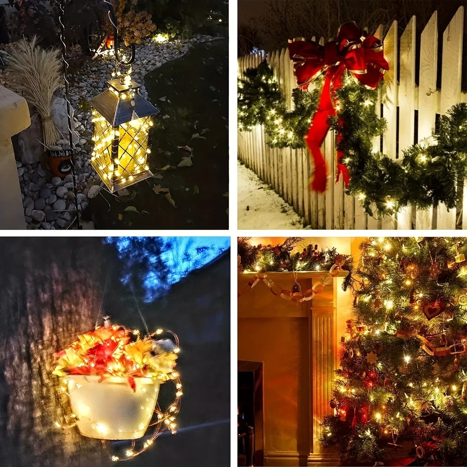Guirnalda Solar LED Festoon para Navidad y Jardín 7M-102M