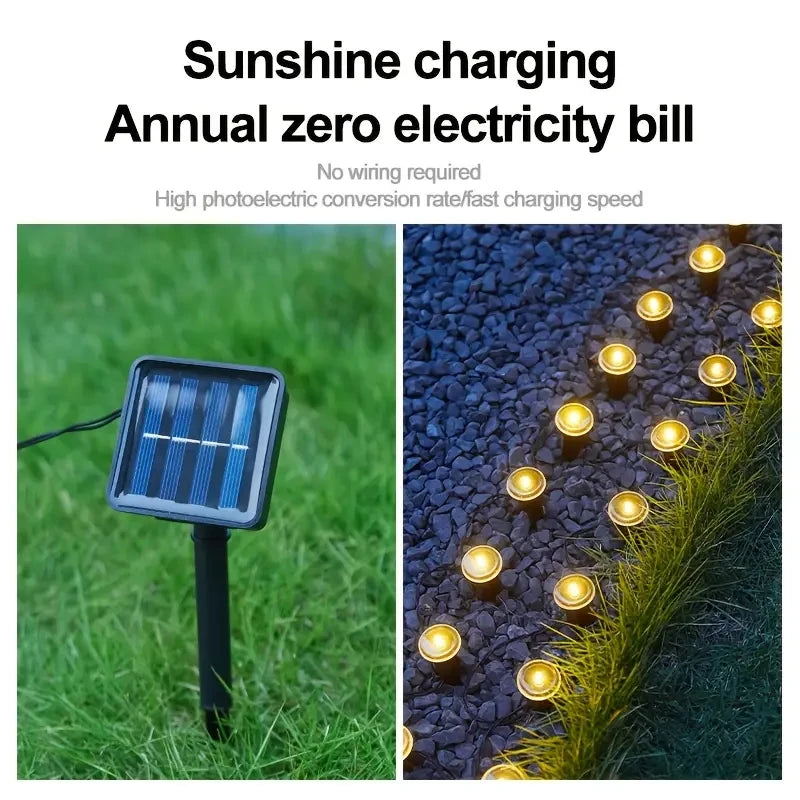 Luz Solar para Caminos LED 15-30 LEDs con 8 Modos para Jardín y Bodas
