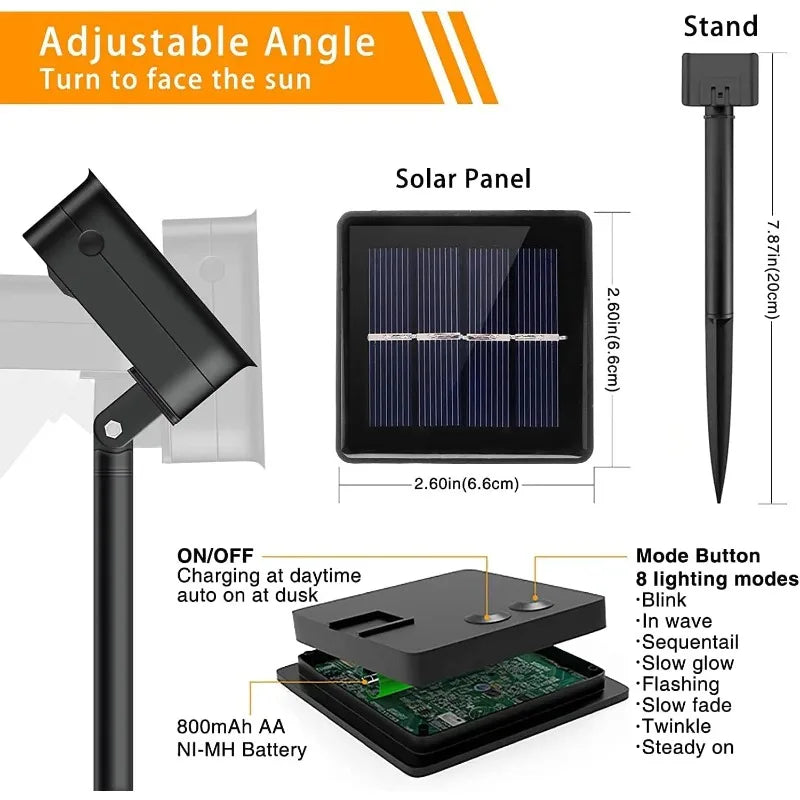 Luces Solares Cuerda 100 LED Resistente al Agua 8 Modos para Jardín Árbol Navidad y Halloween