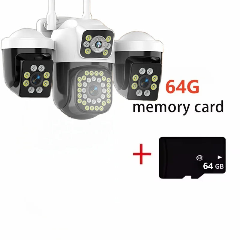 Cámara Solar WiFi 15MP 8K Triple Lente y Triple Pantalla Zoom 10X Visión Nocturna ONVIF
