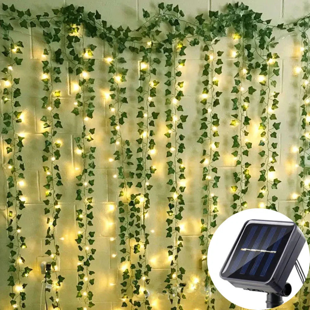 Luces Solares LED Hiedra y Hojas de Arce Impermeables para Jardín y Navidad