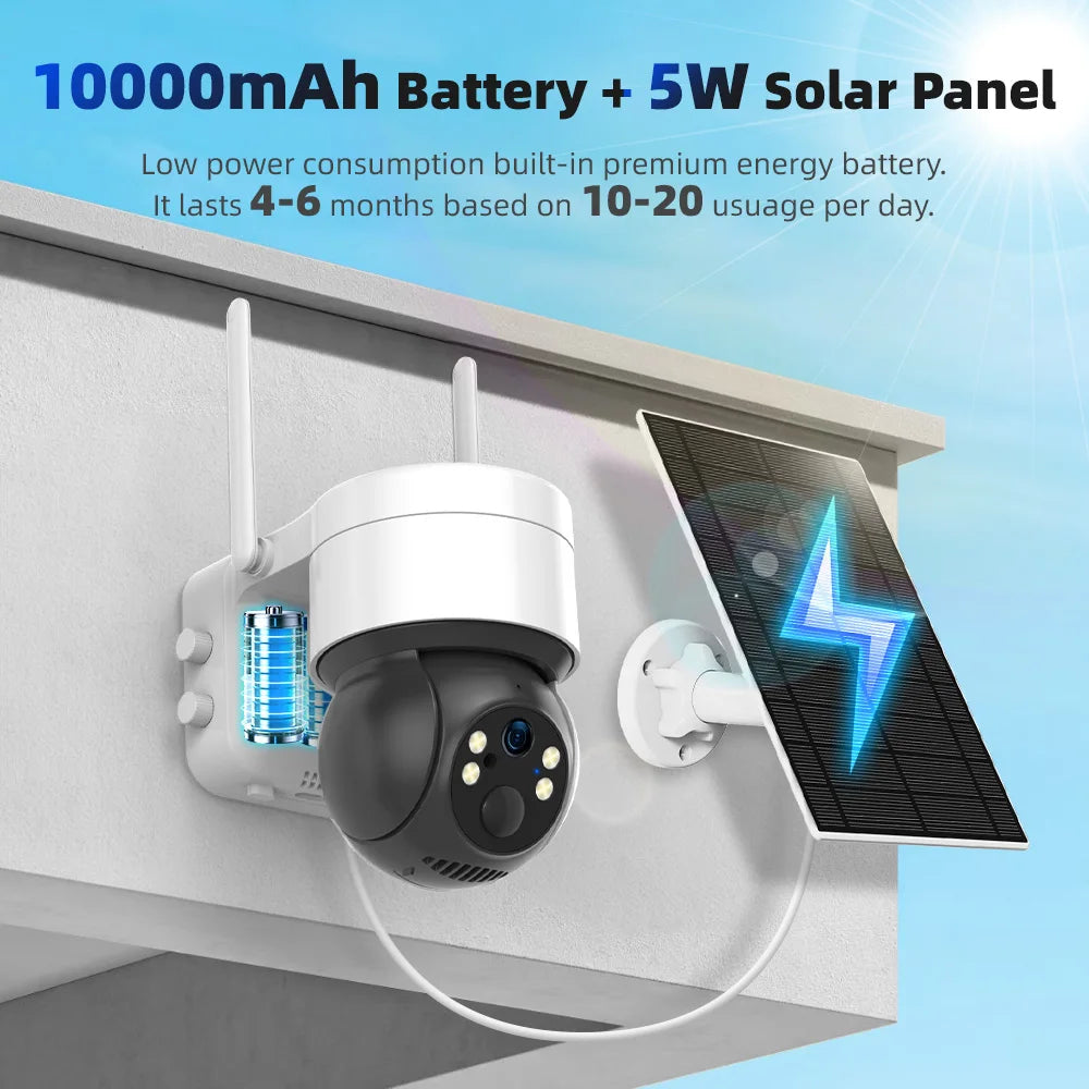Cámara Solar Tuya SmartLife 3MP 4G/WiFi PTZ con Seguimiento Automático y Visión Nocturna