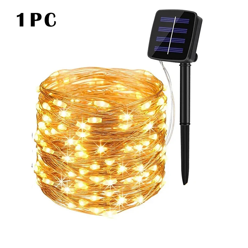Guirnalda Solar LED Exterior 7M-32M con Tecnología de Carga Rápida