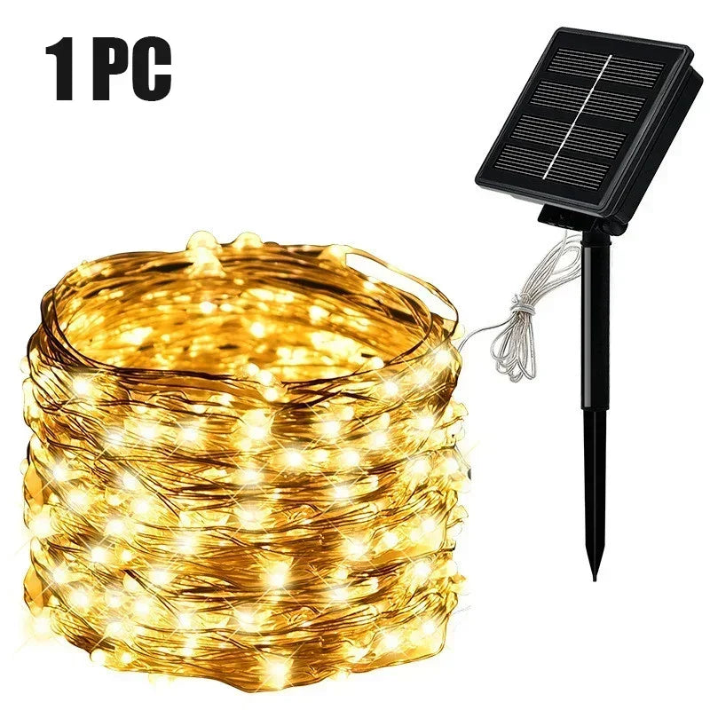 Guirnalda Solar LED Festoon para Navidad y Jardín 7M-102M