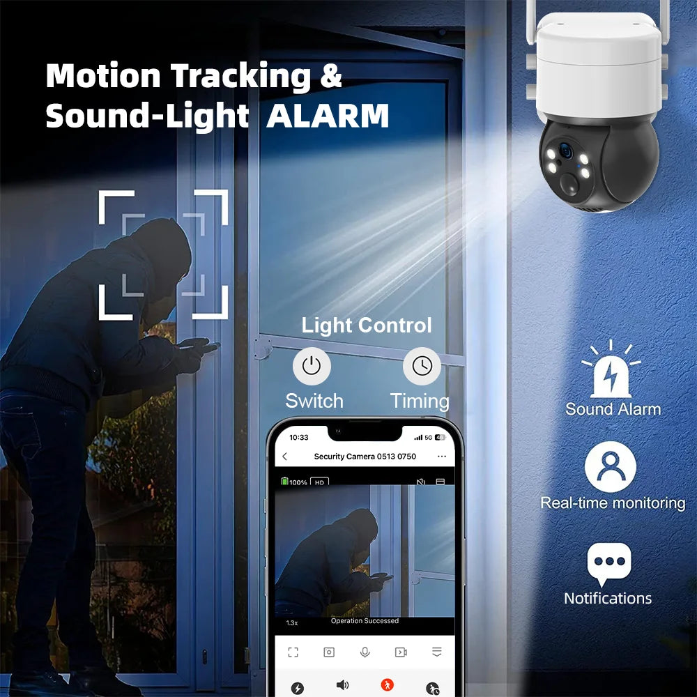 Cámara Solar Tuya SmartLife 3MP 4G/WiFi PTZ con Seguimiento Automático y Visión Nocturna