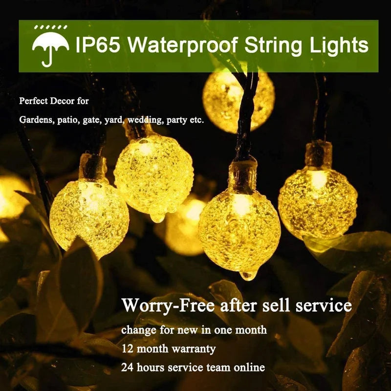 Luces Solares Cuerda IP65 8 Modos Resistente al Agua para Jardín Árbol y Decoración Navideña