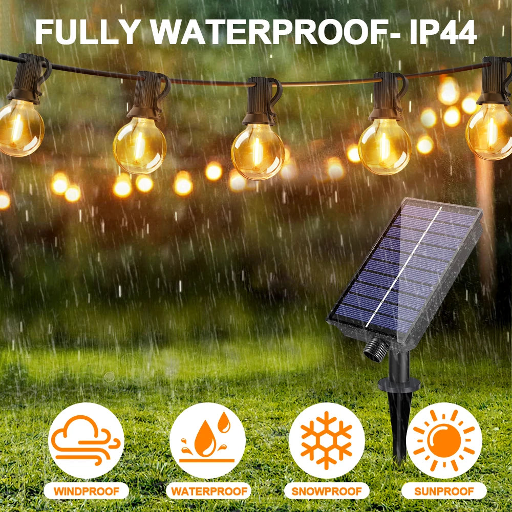 Guirnalda Solar G40 LED para Jardín, Terraza y Café Resistente al Agua