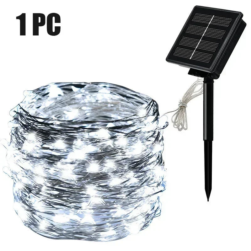 Guirnalda Solar LED Festoon para Navidad y Jardín 7M-102M