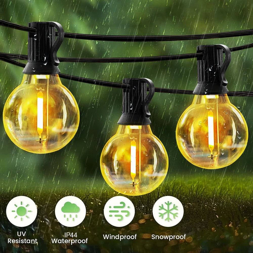Luces Solares G40 para Patio con Control Remoto Bombillas Irrompibles IP65