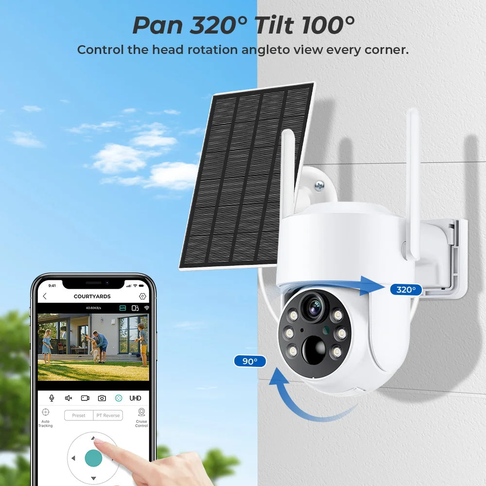 Cámara Solar PTZ 4MP WiFi con Batería Integrada y App iCsee