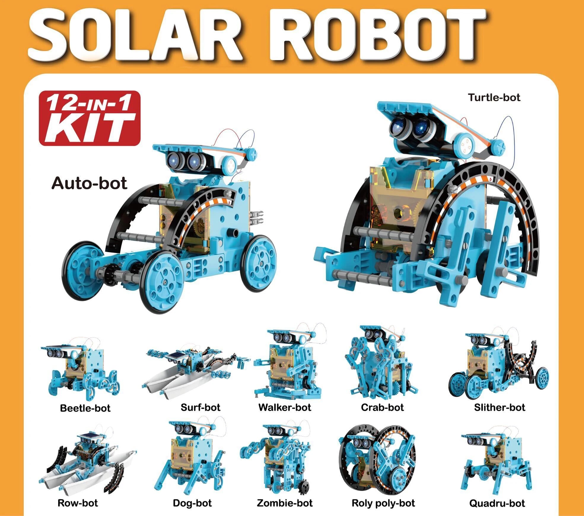 Kit Solar 12 en 1 Robot Educativo DIY Experimento Científico para Niños
