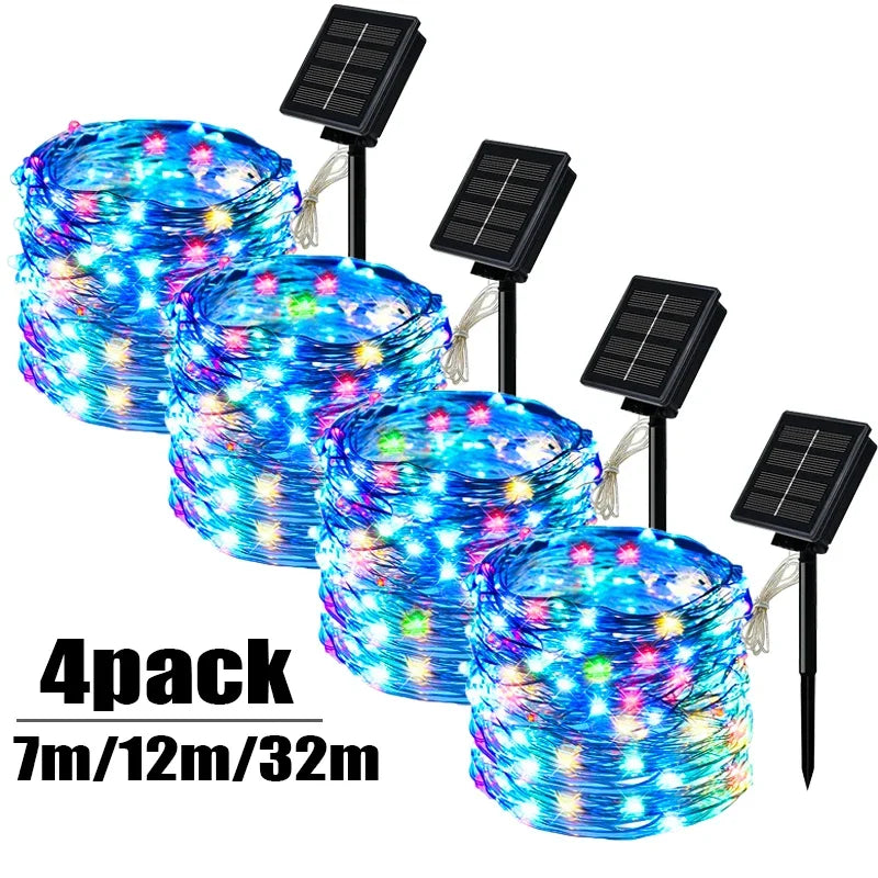 Luces Solares Hadas Hilo de Cobre 8 Modos para Jardín Terraza y Decoración Navideña