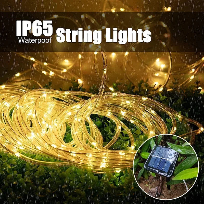 Luces Solares Cuerda LED Resistente al Agua para Jardín Césped Árbol Valla y Caminos
