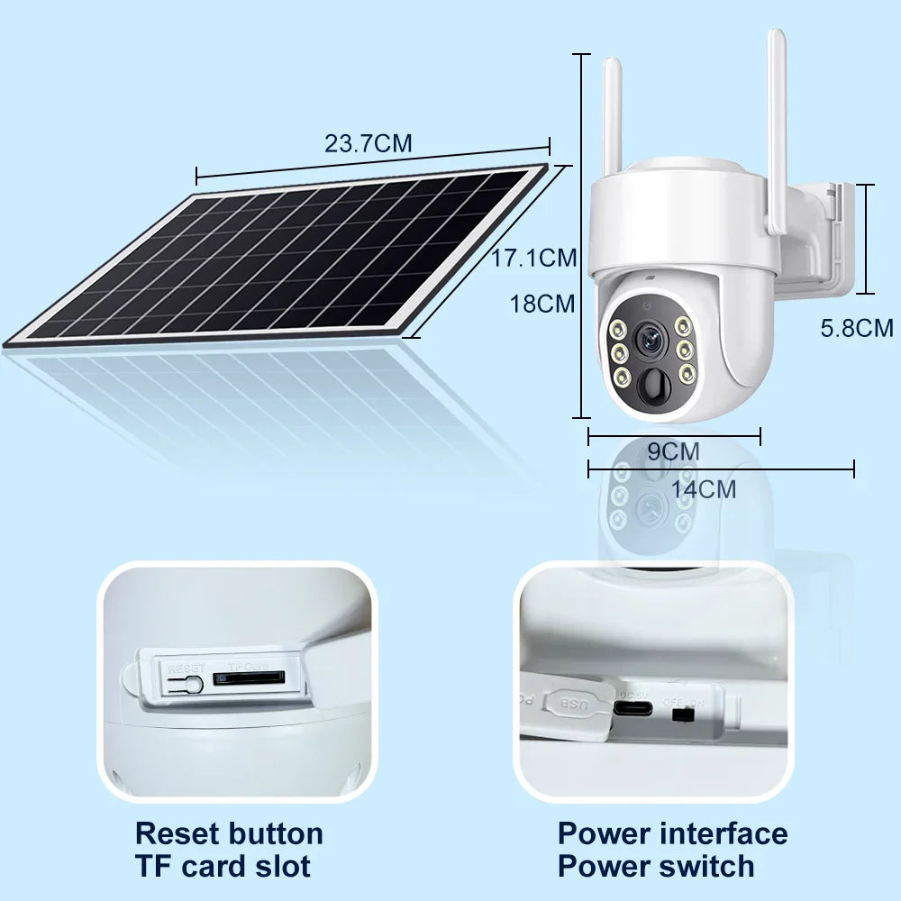 Cámara PTZ Solar Tuya 8MP WiFi con Detección de Movimiento y Batería