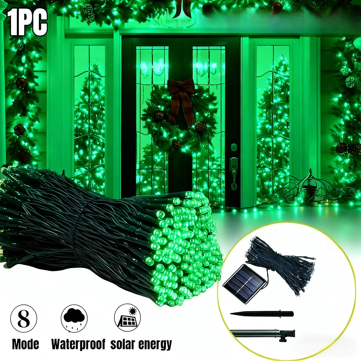 Luces Solares LED 30/100/200/300 IP65 8 Modos para Jardín y Navidad