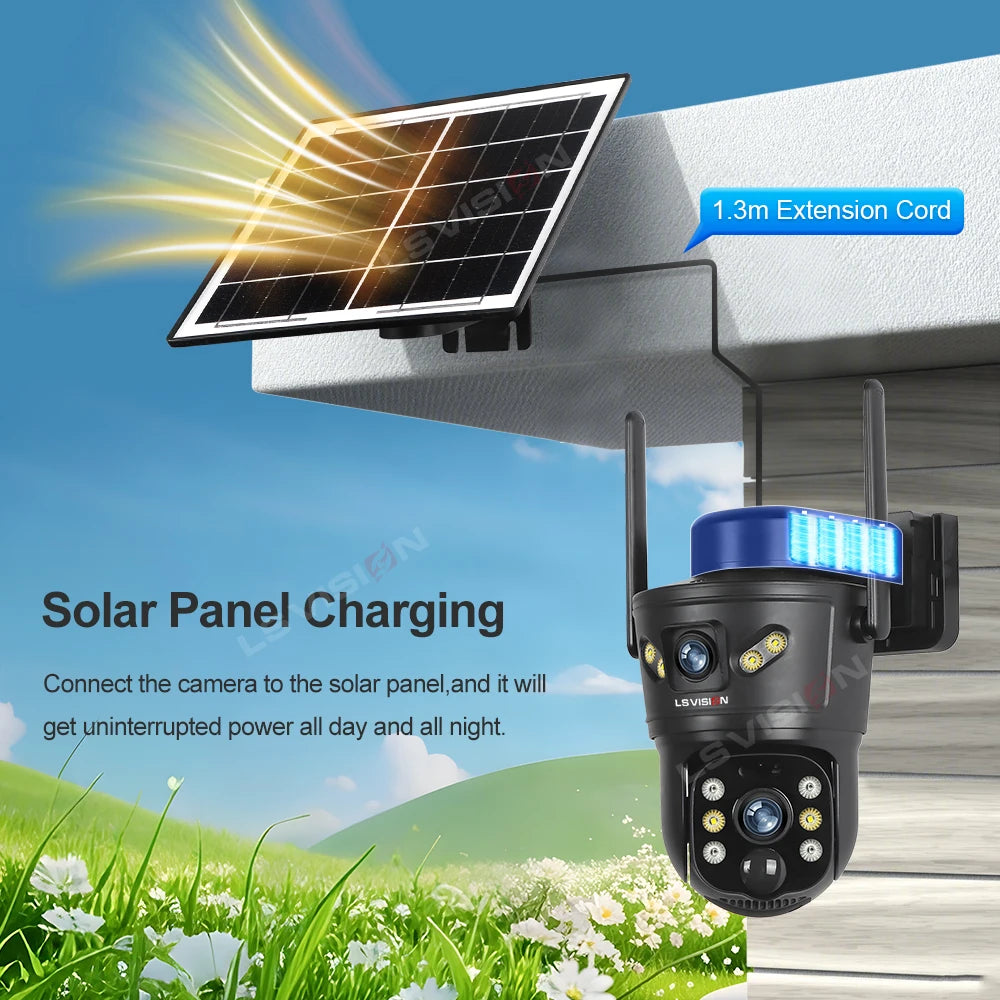 Cámara Solar LS VISION 8MP Doble Lente 4G/WiFi con Visión Nocturna PIR