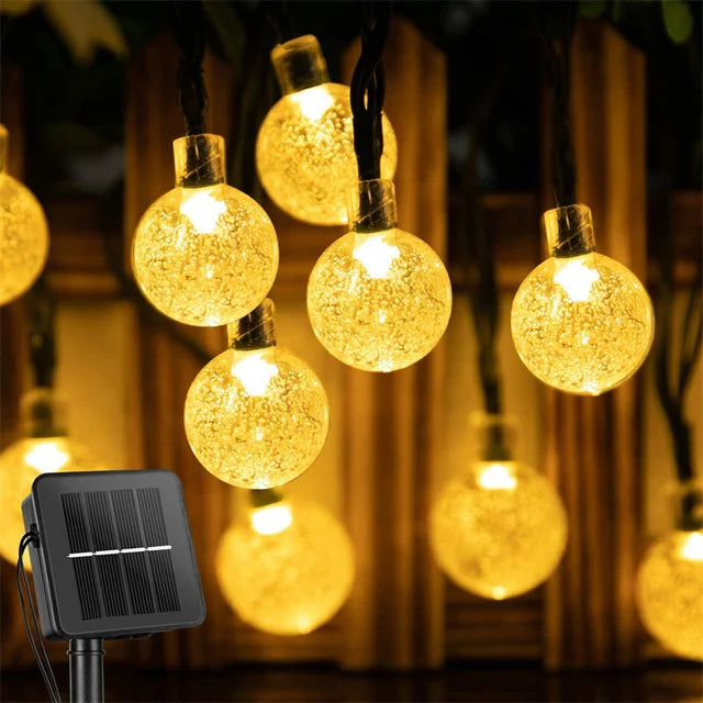 Luces Solares Bolas de Cristal Globo Resistente al Agua 8 Modos para Jardín y Decoración Navideña