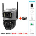 Cámara Solar V380 8MP 4K 4G/WiFi Doble Lente con Detección PIR y Visión Nocturna