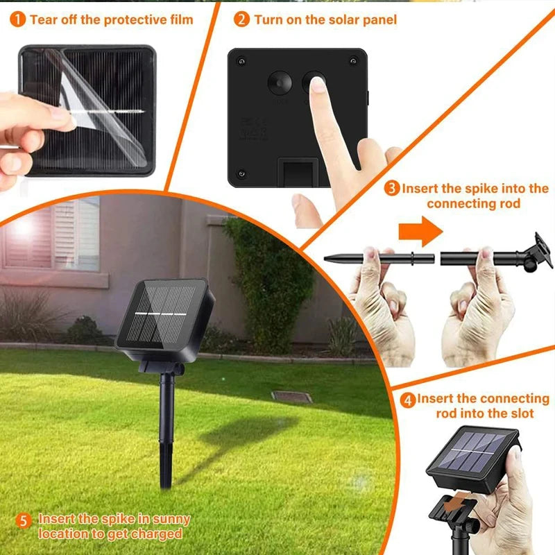 Luces Solares Bolas de Cristal Globo 8 Modos IP65 Guirnalda Navideña para Jardín y Fiestas