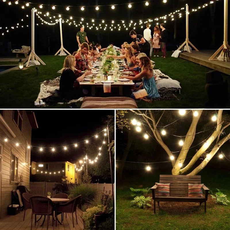 Luces Solares Bolas de Cristal Globo 8 Modos IP65 Guirnalda Navideña para Jardín y Fiestas