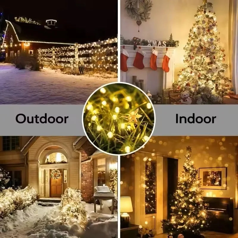 Guirnalda Solar LED de Carga Rápida IP65 8 Modos para Jardín y Navidad