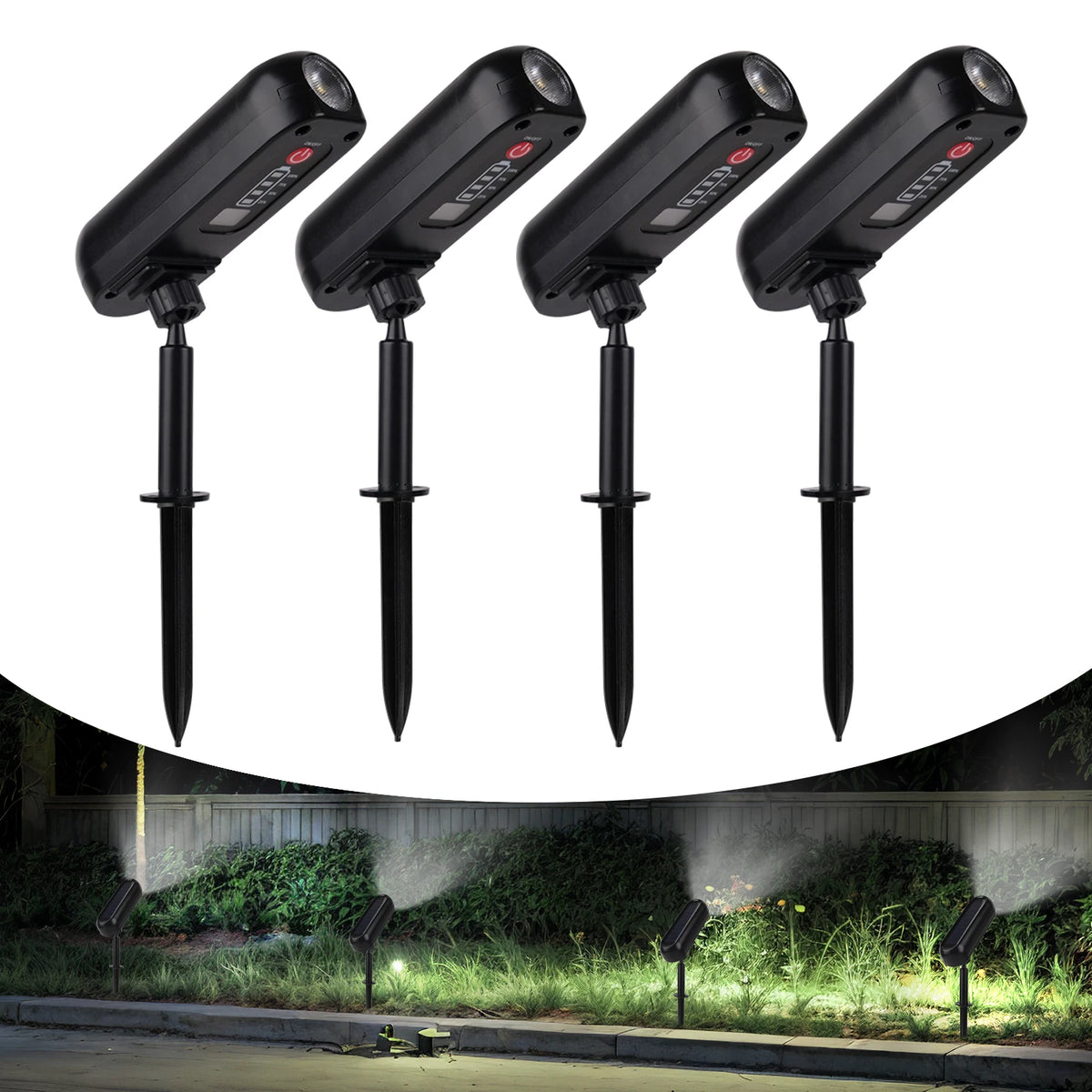 Set 4 Focos Solares LED para Árboles, Caminos y Jardín IP65