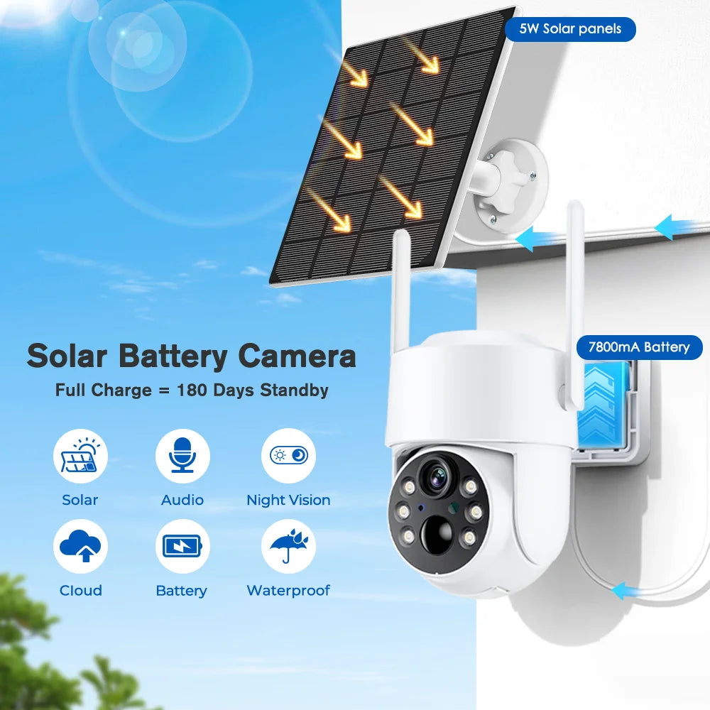 Cámara Solar PTZ 4MP WiFi con Batería Integrada y App iCsee