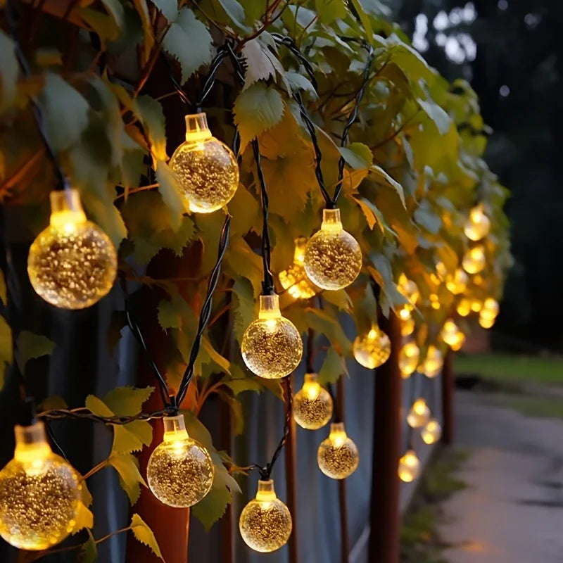Luces Solares Hadas 5m 20LED Luz Cálida Resistente al Agua Decoración Jardín y Navidad