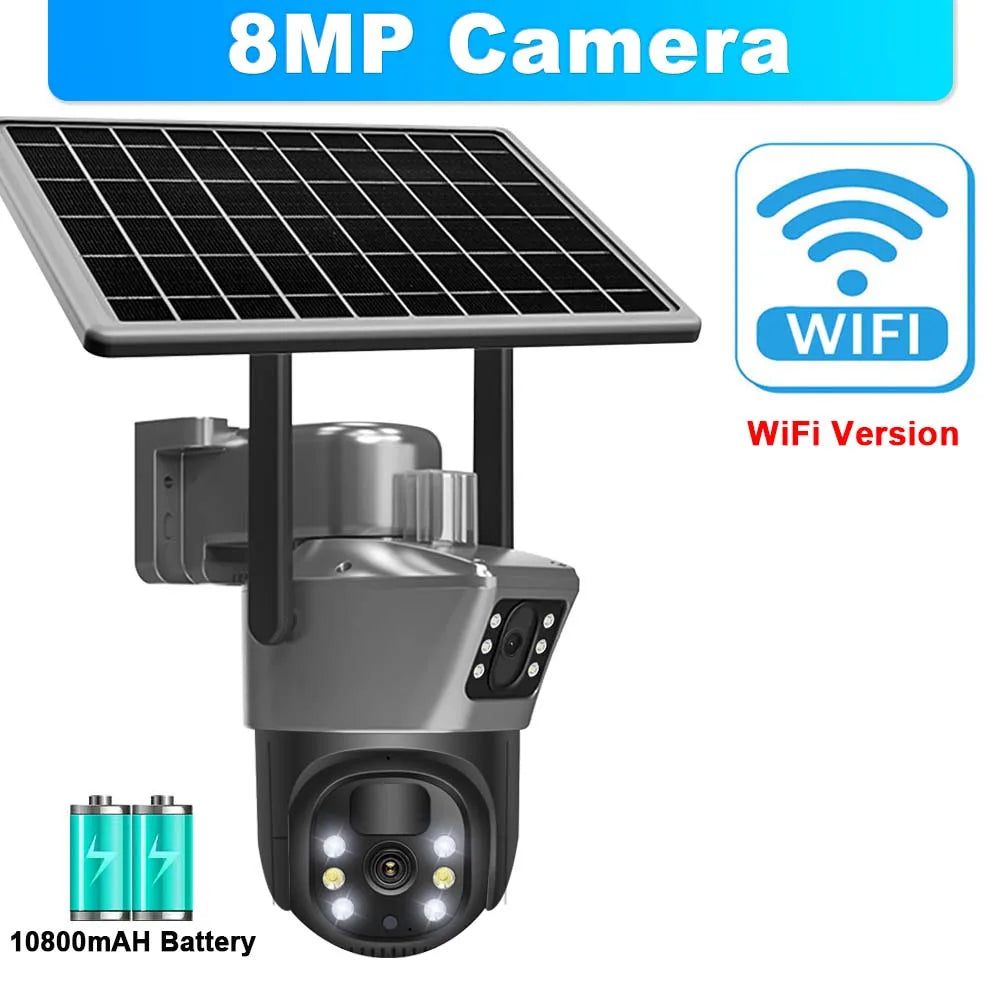 Cámara Solar CCTV 4K WiFi con Doble Lente PTZ para Exterior
