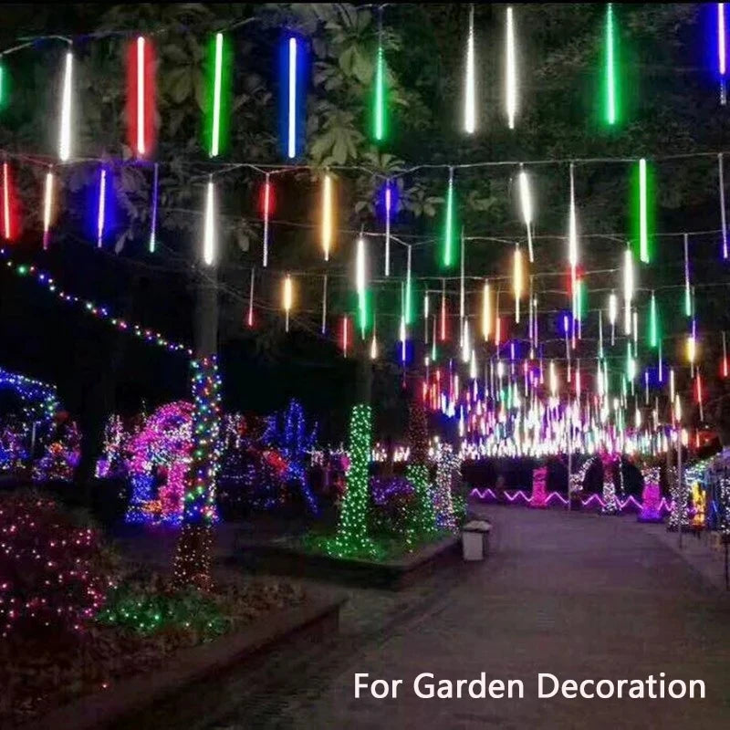 Luces Solares Lluvia de Meteoros 8 Tubos Resistente al Agua Decoración Navideña y Bodas