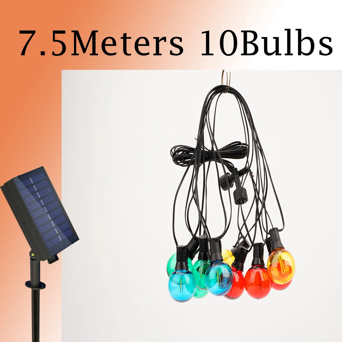 Luces Solares G40 RGB IP44 para Fiestas Bodas y Jardín 7.5M-21M