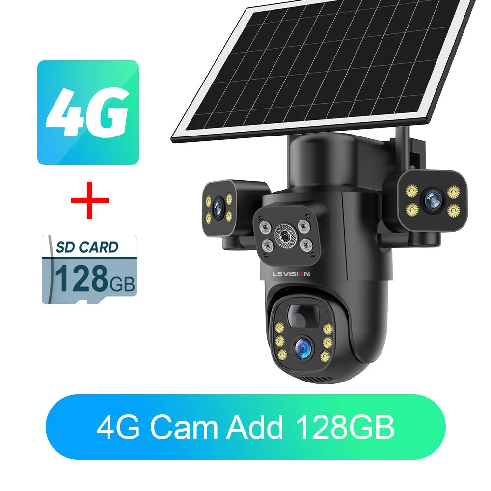 Cámara Solar LS VISION 15MP 4K Triple Lente 4G/WiFi con Zoom 10X y 12X