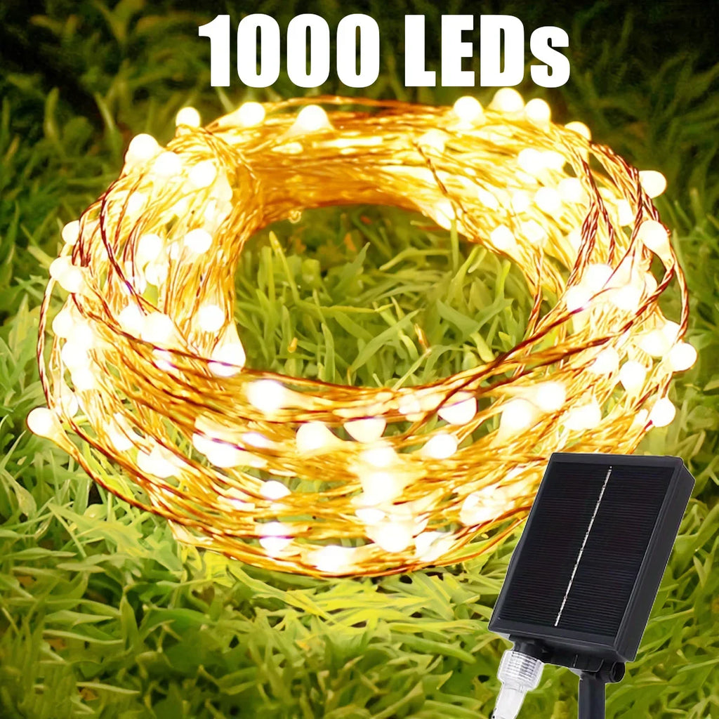 Guirnalda Solar LED Festoon para Navidad y Jardín 7M-102M