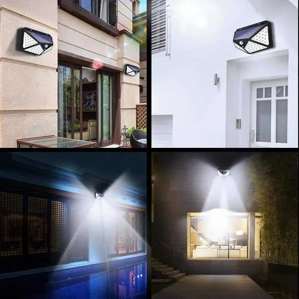 Lámpara Solar de Seguridad para Jardín con 100 LEDs y Sensor PIR